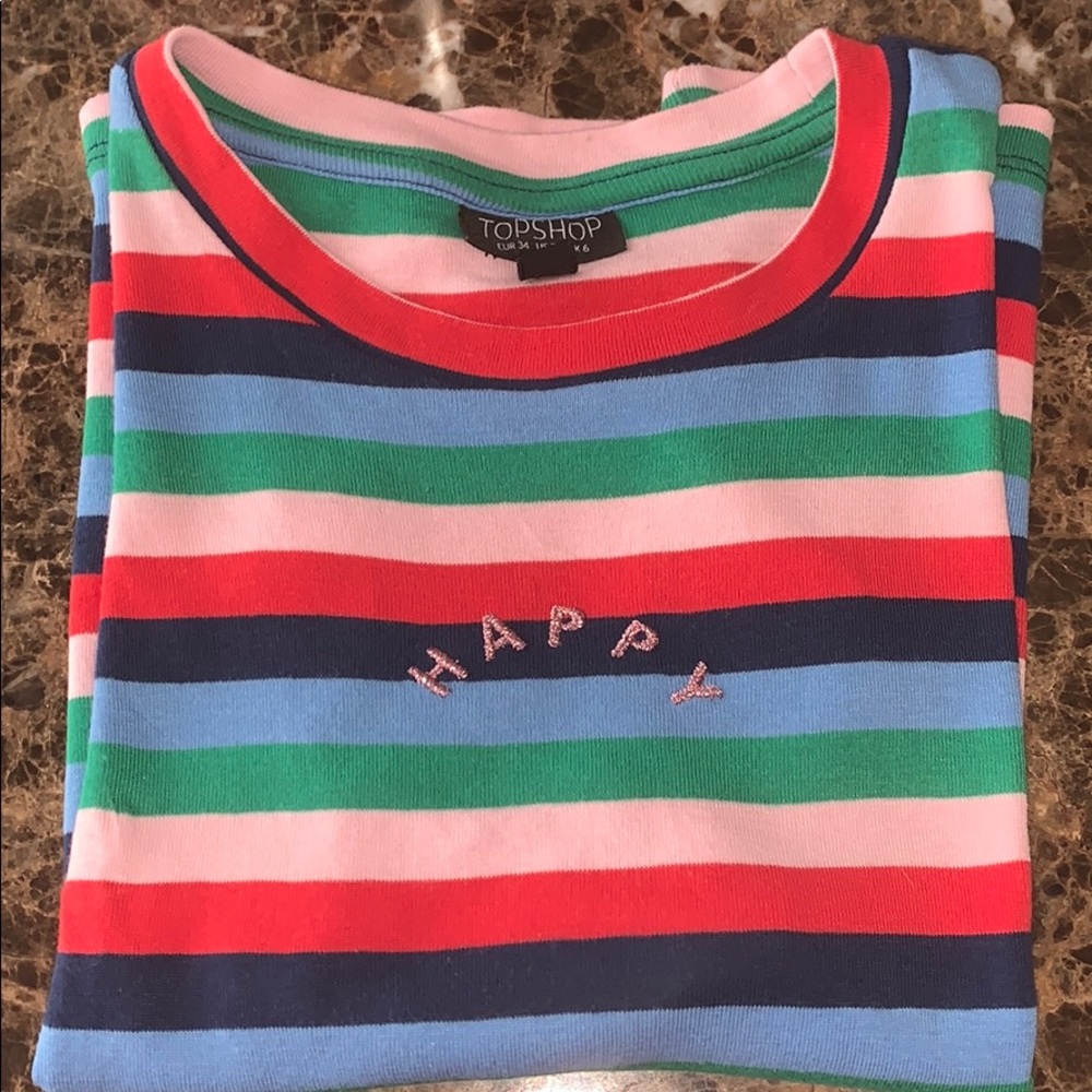 HAPPY TSHIRT TOPSHOP STRIPED SHIRT
